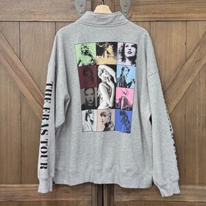 TAYLOR SWIFT The Eras Tour GRAY QUARTER ZIP Sweatshirt size Large NEW TTPD Logo